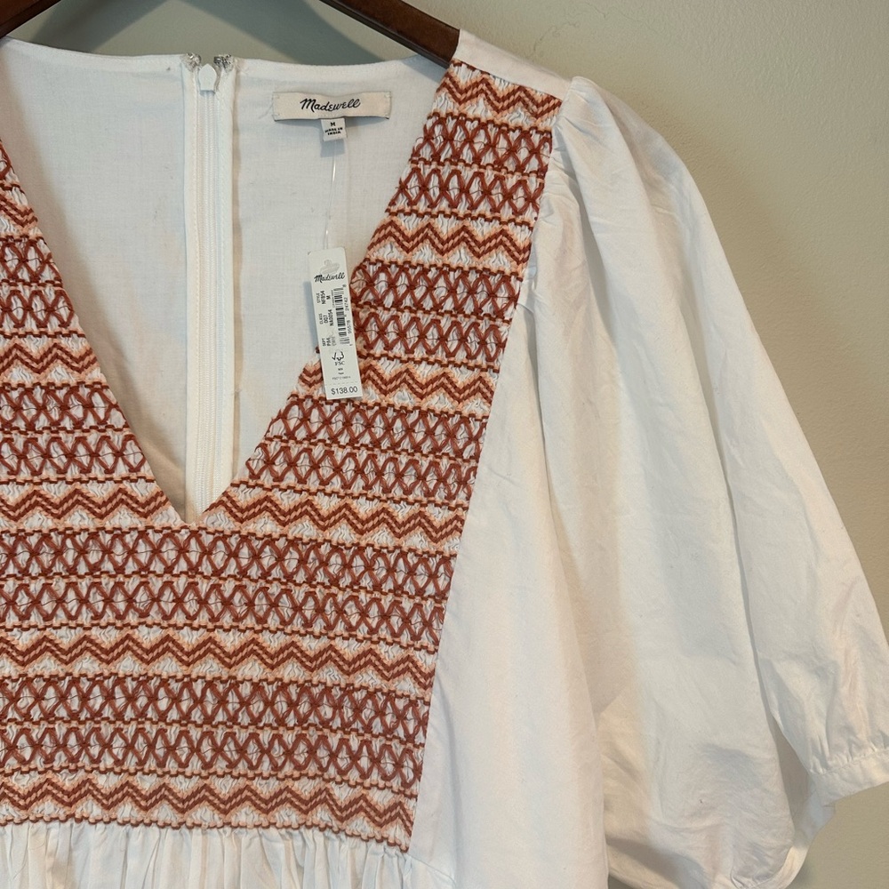 Madewell White & Embroidered Dress